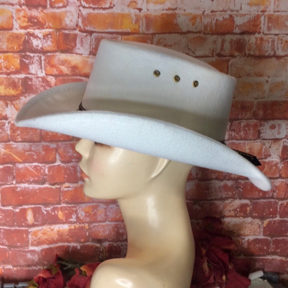 Vintage White Western Express Felted Cowboy Hat - Picture 4 of 10